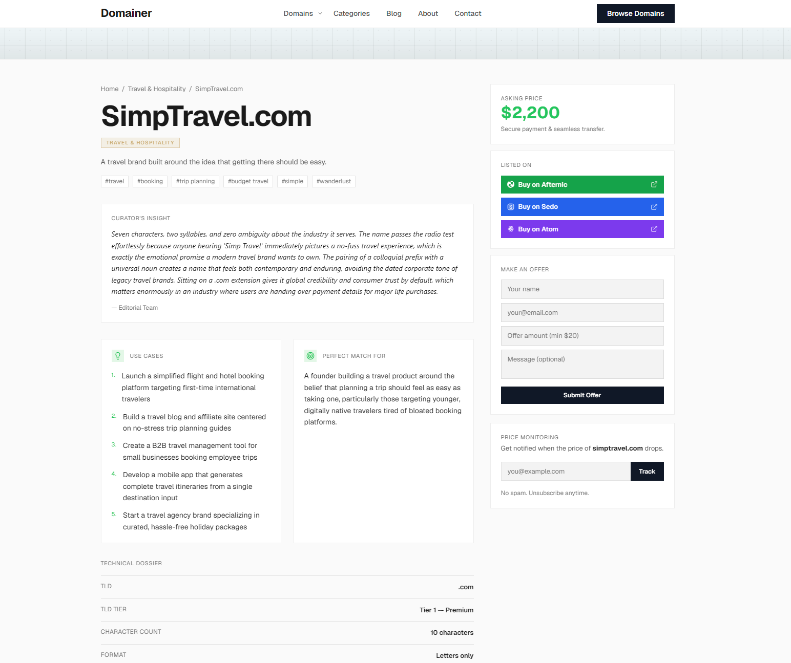 Domain Page Content